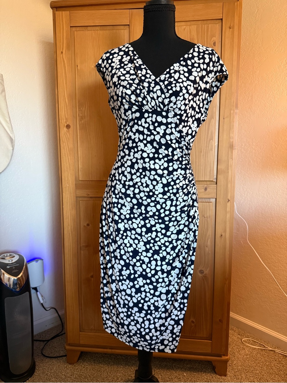 Blue and white spotted print Ralph Lauren dress size 6